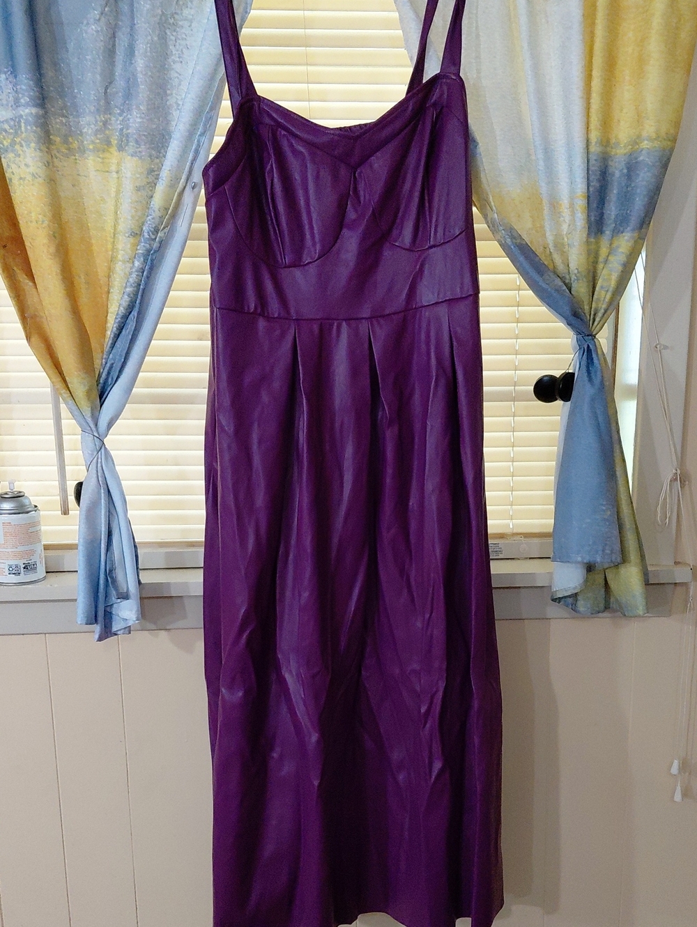 SHEIN Purple Faux Leather Spaghetti-Strap Maxi Dress Size 2x